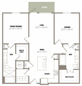 Experience a New Level of Paradise - B3 Two-Bedroom Luxury Apartment Floor Plan