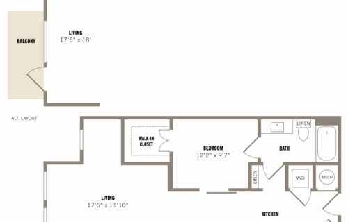 Every Square Inch Counts - one-bedroom luxury apartment floor plan