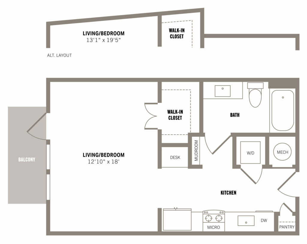 The S2 Floor Plan Breakdown -spacious studio apartment floor plan