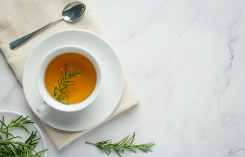 Cultivating Moments of Zen - Rosemary Hot Tea in cup ready to drink